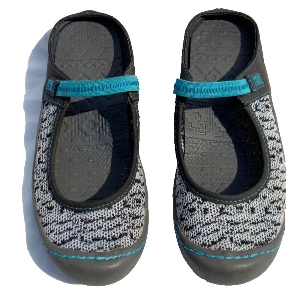 Muk Luks mules slip on Justine sport blue/teal gray grey shoes women's size 7